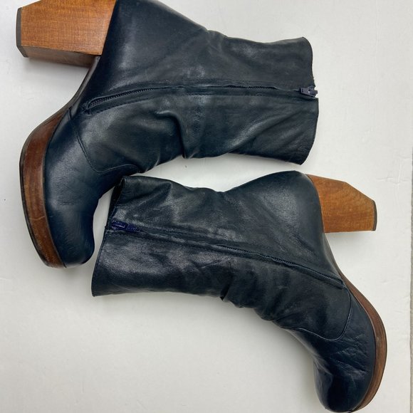 Chie Mihara Shoes - Chie Mihara Leather Boots Wood Heel Sz 7.5-8( EU 38)